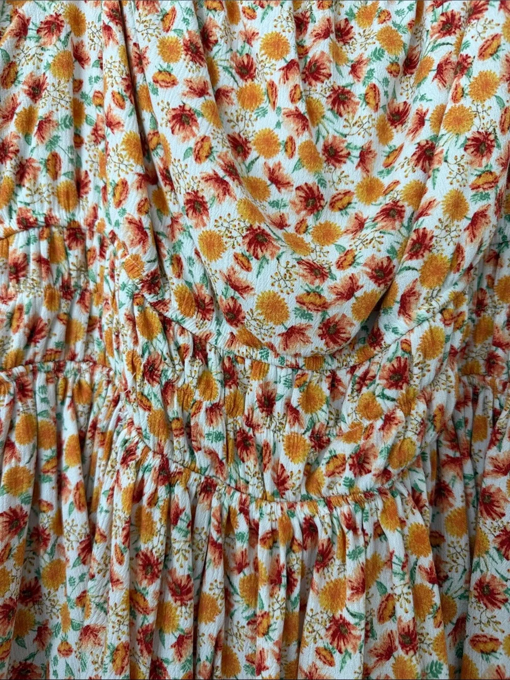 Torrid. Size 2X. Floral Puff-Sleeve Peplum Top - White with Orange Floral